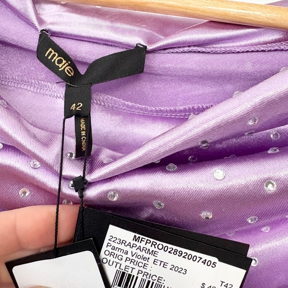 Maje raparme embellished one shoulder dress - Picture 2 of 8